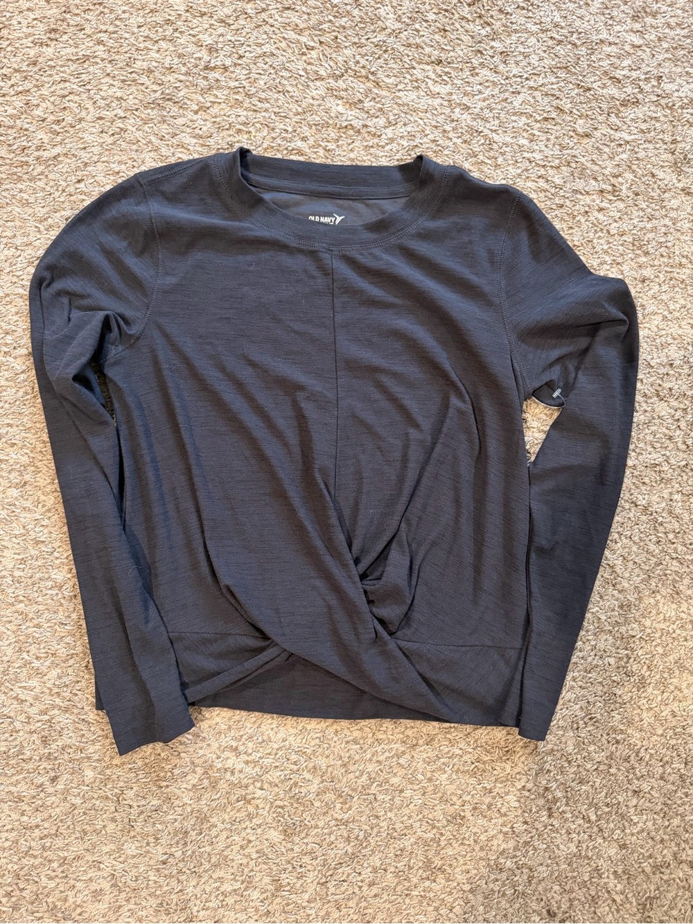 Old Navy Black Long Sleeve Twist-Front Top